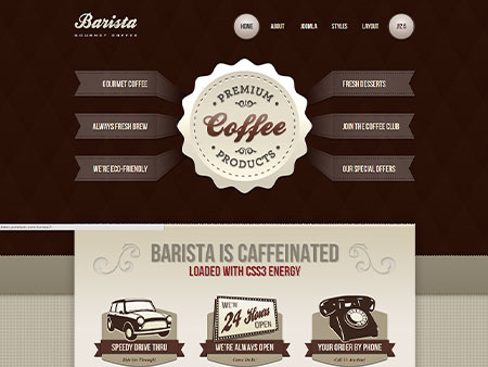 JXTC Barista - шаблон сайта кафетерия (Joomla CMS)